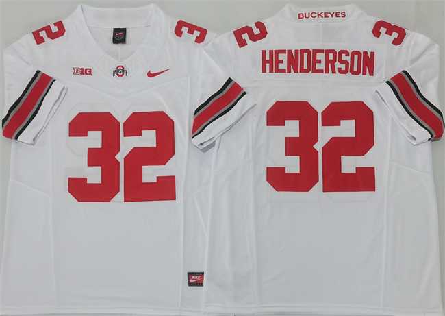Mens Ohio State Buckeyes #32 TreVeyon Henderson White 2025 F.U.S.E. Limited Stitched Jersey->ohio state buckeyes->NCAA Jersey
